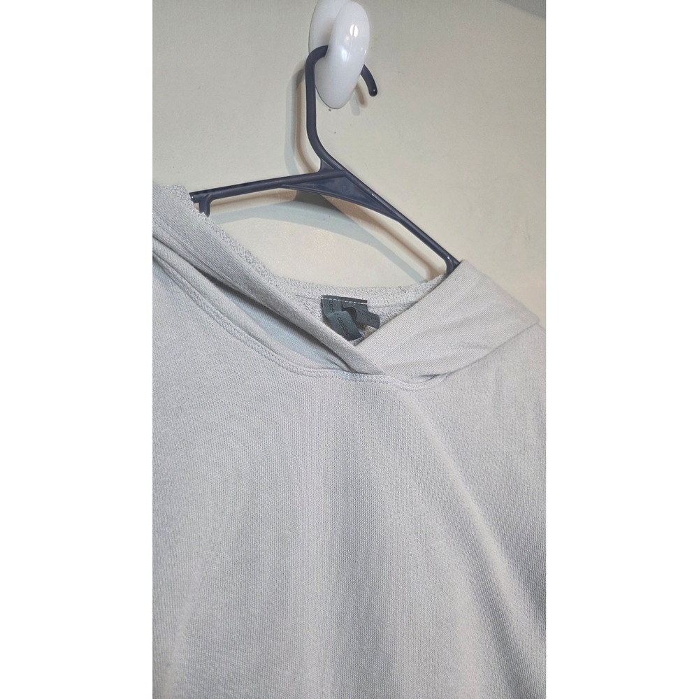 Left of Center Anthropologie Hoodie Sweatshirt Womens M Gray Stripe Layered Raw